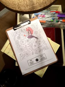 Day one of coloring a free coloring sheet.